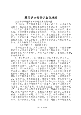 2024年基层党支部书记典型材料