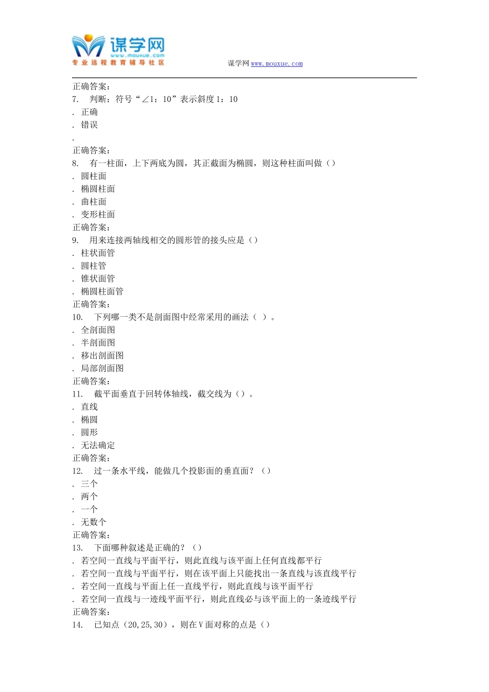 天大15秋季《工程制图基础》在线作业一-答案_第2页