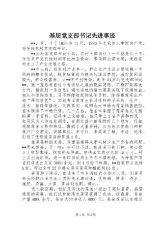 2024年基层党支部书记先进事迹