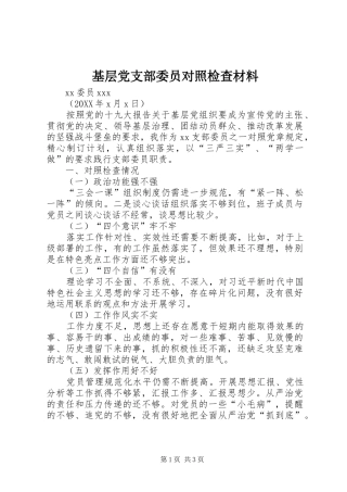 2024年基层党支部委员对照检查材料