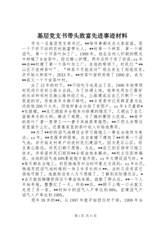 2024年基层党支书带头致富先进事迹材料