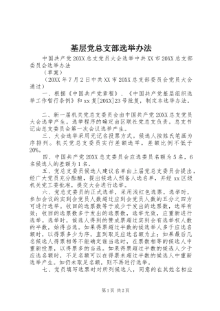 2024年基层党总支部选举办法