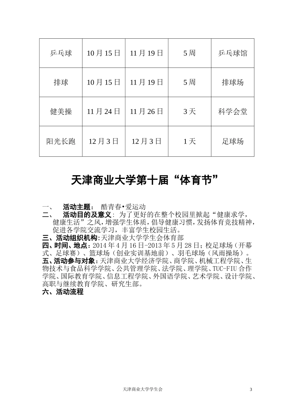 天津商业大学第十届体育节总策划_第3页