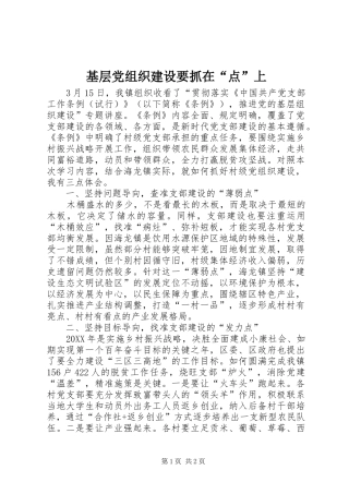 2024年基层党组织建设要抓在点上