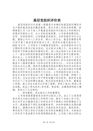 2024年基层党组织评价表