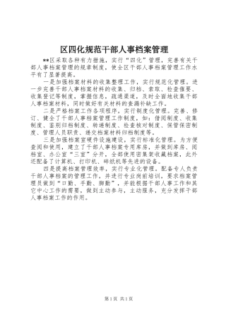 2024年区四化规范干部人事档案管理