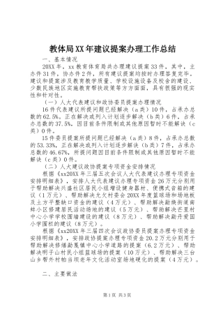 2024年教体局建议提案办理工作总结