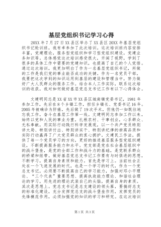 2024年基层党组织书记学习心得