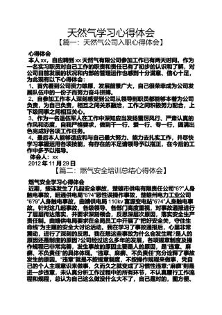 天然气学习心得体会