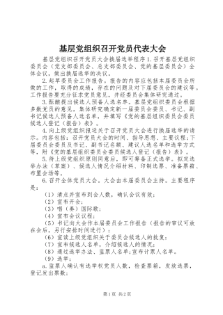 2024年基层党组织召开党员代表大会