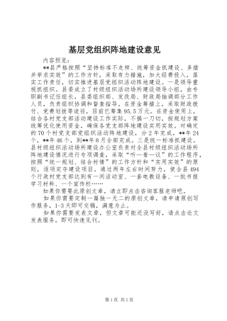 2024年基层党组织阵地建设意见
