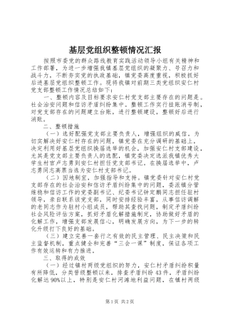 2024年基层党组织整顿情况汇报