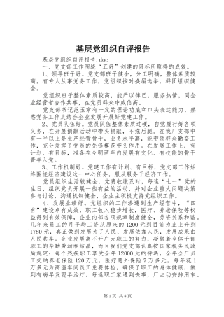 2024年基层党组织自评报告