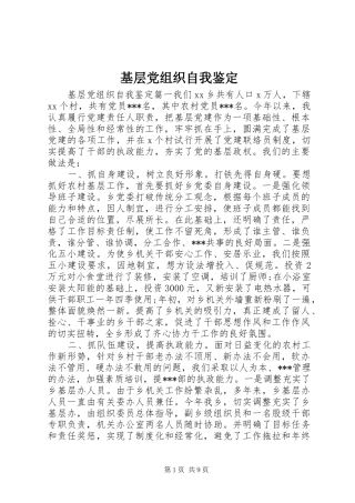 2024年基层党组织自我鉴定