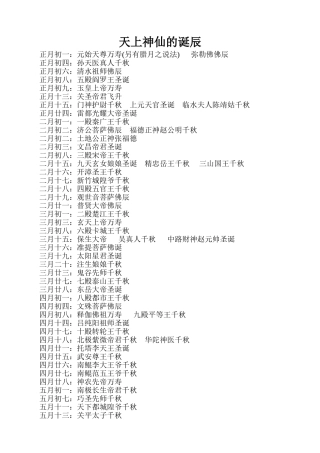 天上神仙的诞辰