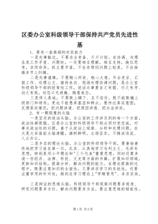 2024年区委办公室科级领导干部保持共产党员先进性基