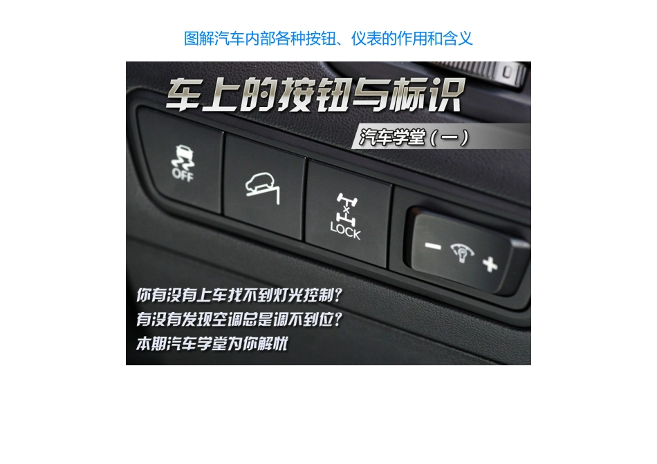 图解汽车内部各种按钮、仪表的作用和含义_第1页