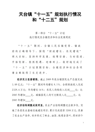 天台镇十一五规划总结