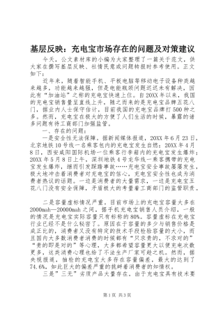 2024年基层反映充电宝市场存在的问题及对策建议