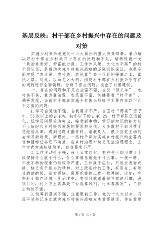2024年基层反映村干部在乡村振兴中存在的问题及对策