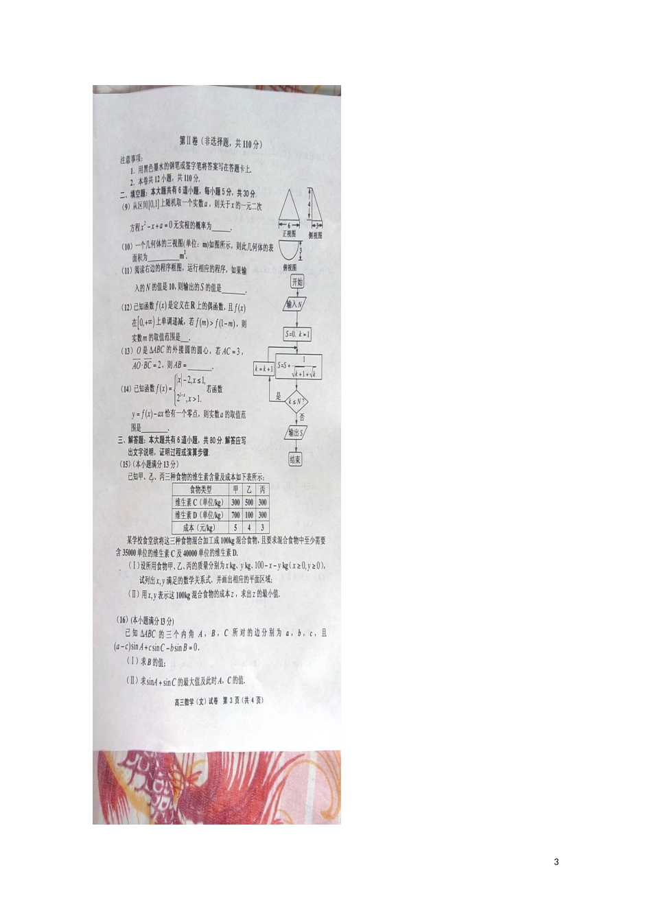 天津市五区县2016届高三第二次模拟考试数学(文)试题-扫描版含答案_第3页