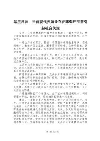 2024年基层反映当前现代养殖业存在薄弱环节需引起社会关注