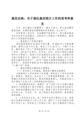 2024年基层反映关于强化基层统计工作的思考和意见