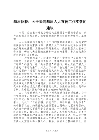 2024年基层反映关于提高基层人大宣传工作实效的建议