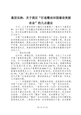2024年基层反映关于我区打造整洁田园建设美丽农业的几点建议