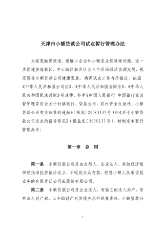 天津小额贷款公司
