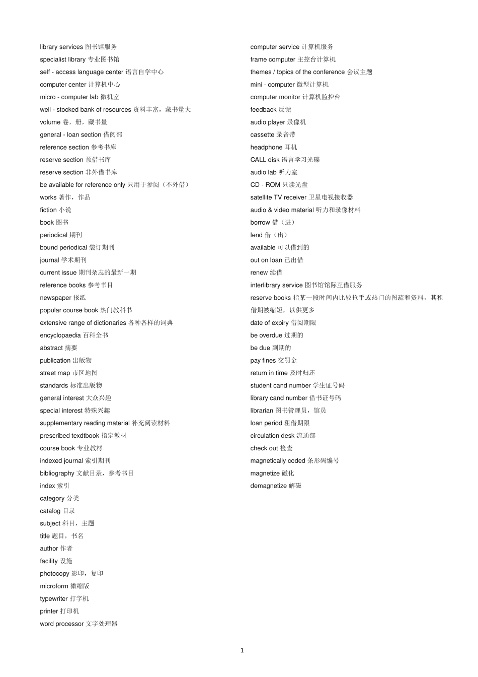 图书馆常用英语_第1页
