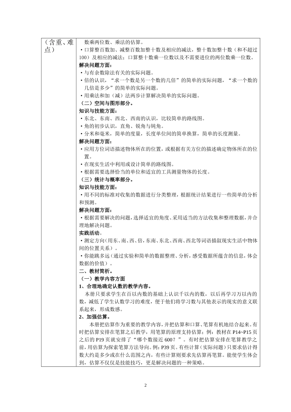 天元区白鹤小学二年级数学学科教学计划_第2页