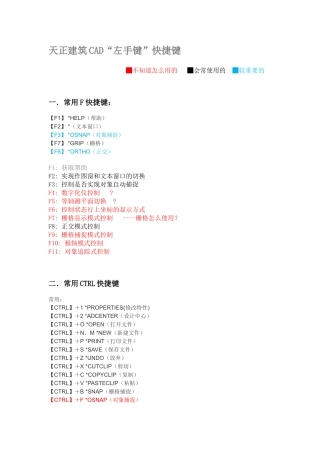 天正建筑CAD快捷键-较全+常用
