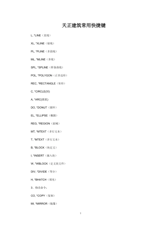 天正建筑常用快捷键(同名15183)