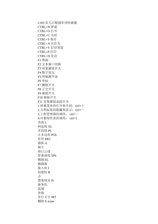 天正暖通快捷键