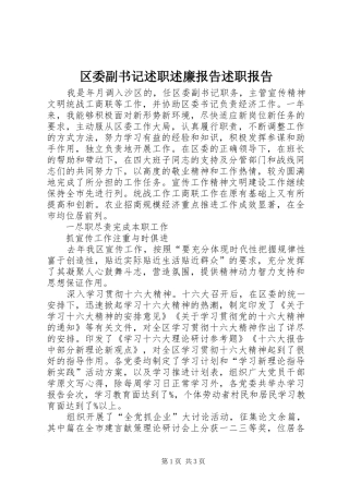 2024年区委副书记述职述廉报告述职报告