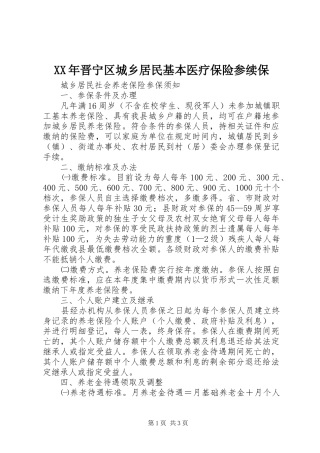 2024年晋宁区城乡居民基本医疗保险参续保