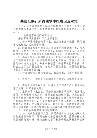 2024年基层反映所得税零申报成因及对策