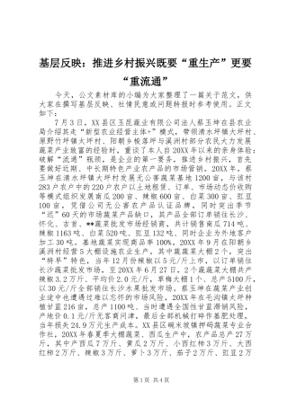 2024年基层反映推进乡村振兴既要重生产更要重流通