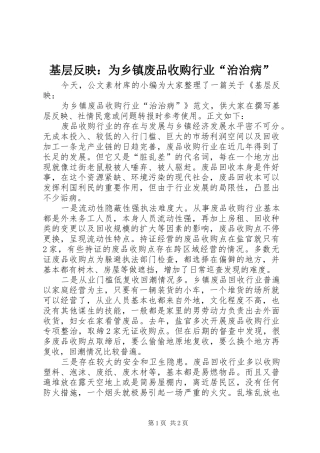 2024年基层反映为乡镇废品收购行业治治病