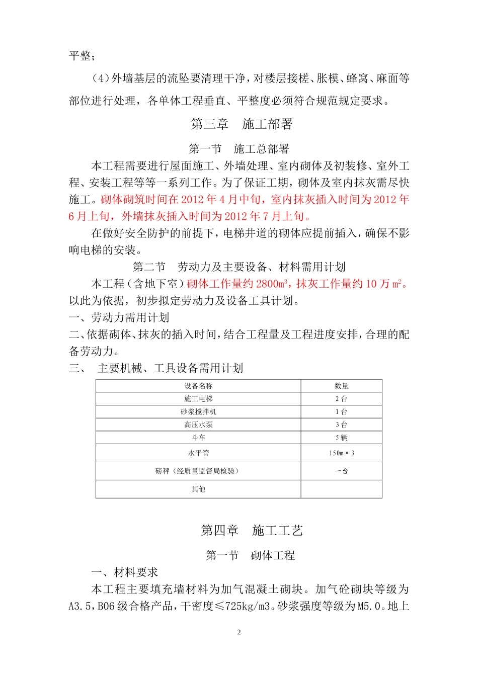 填充墙砌筑工程施工方案(加气混凝土砌块)-secret_第2页