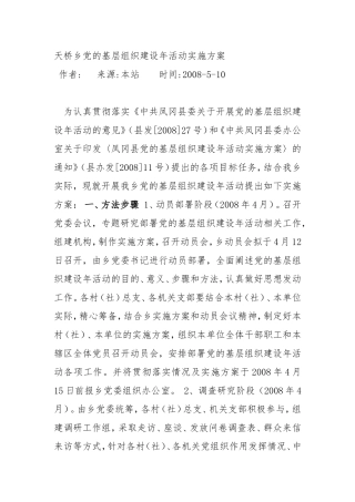 天桥乡党的基层组织建设年活动实施方案