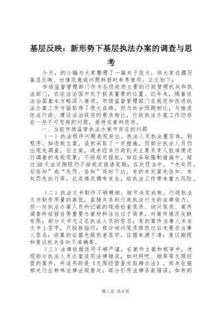 2024年基层反映新形势下基层执法办案的调查与思考