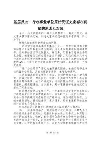 2024年基层反映行政事业单位原始凭证支出存在问题的原因及对策