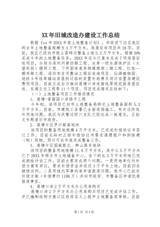 2024年旧城改造办建设工作总结