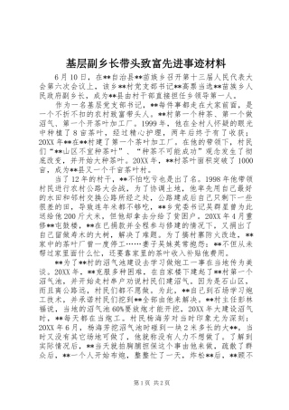 2024年基层副乡长带头致富先进事迹材料