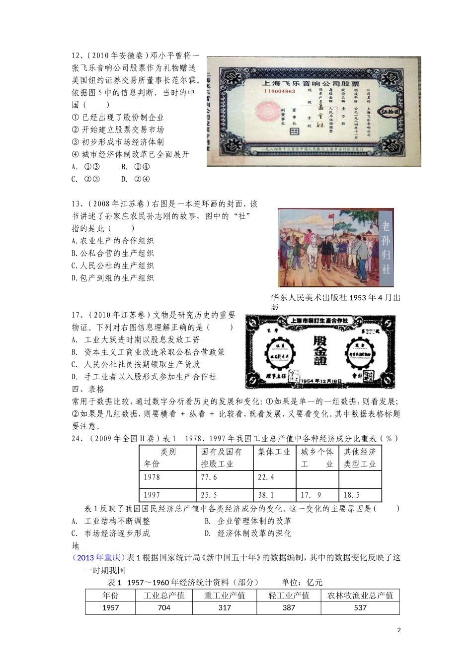 图表类选择题技巧(高考历史专项训练)_第2页