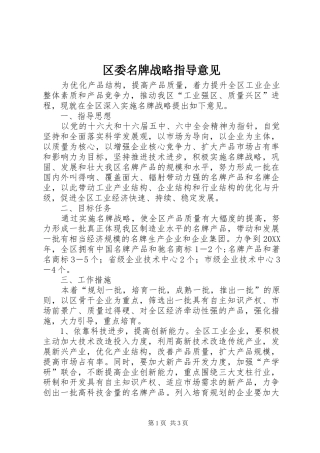 2024年区委名牌战略指导意见