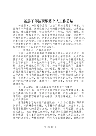 2024年基层干部挂职锻炼个人工作总结