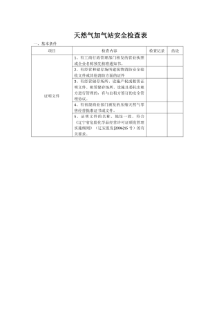天然气加气站安全检查表